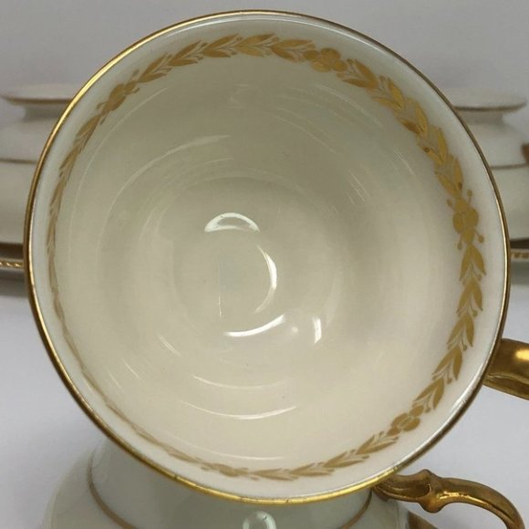 Teacups and Saucers Cream and Gold Castleton China Laurel Made in U.S.A - Picture 4 of 9